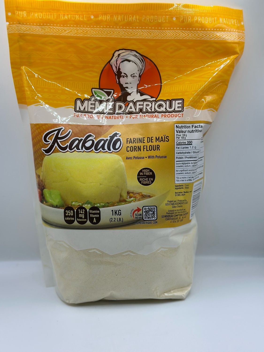 FARINE DE MAÏS CORN FLOUR Avec Potasse • With Potasse 1kg