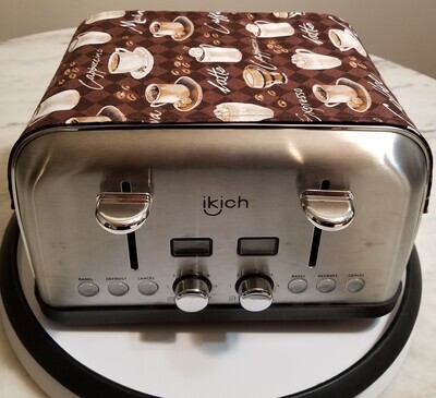 Coffee Themed 4 Slice Toaster Cover - Magnetic Toaster Huggee