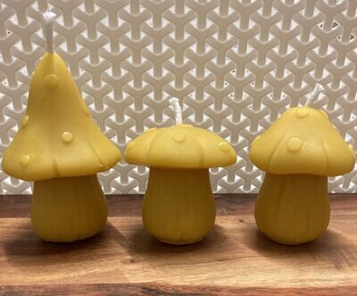 Set of 3 Beeswax Mushroom candles