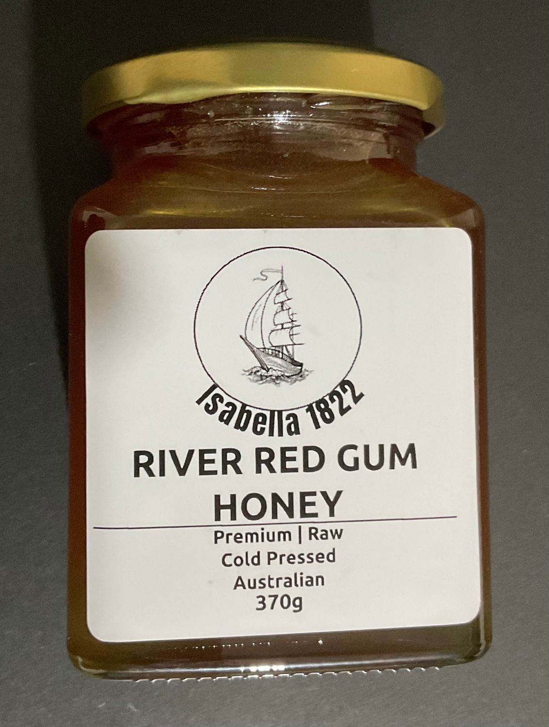 370g River Red Gum premium raw honey