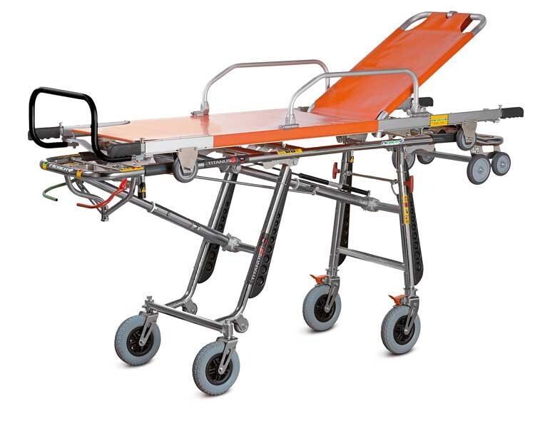 Carrello autocaricante inox ad altezza variabile con 4 ruote girevoli