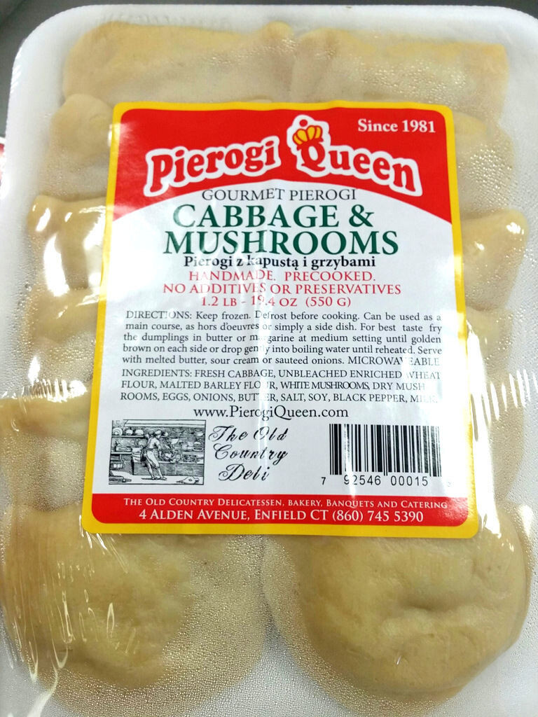 Pierogi Packaged - 12, 1.2LB with Cabbage and Mushrooms 
