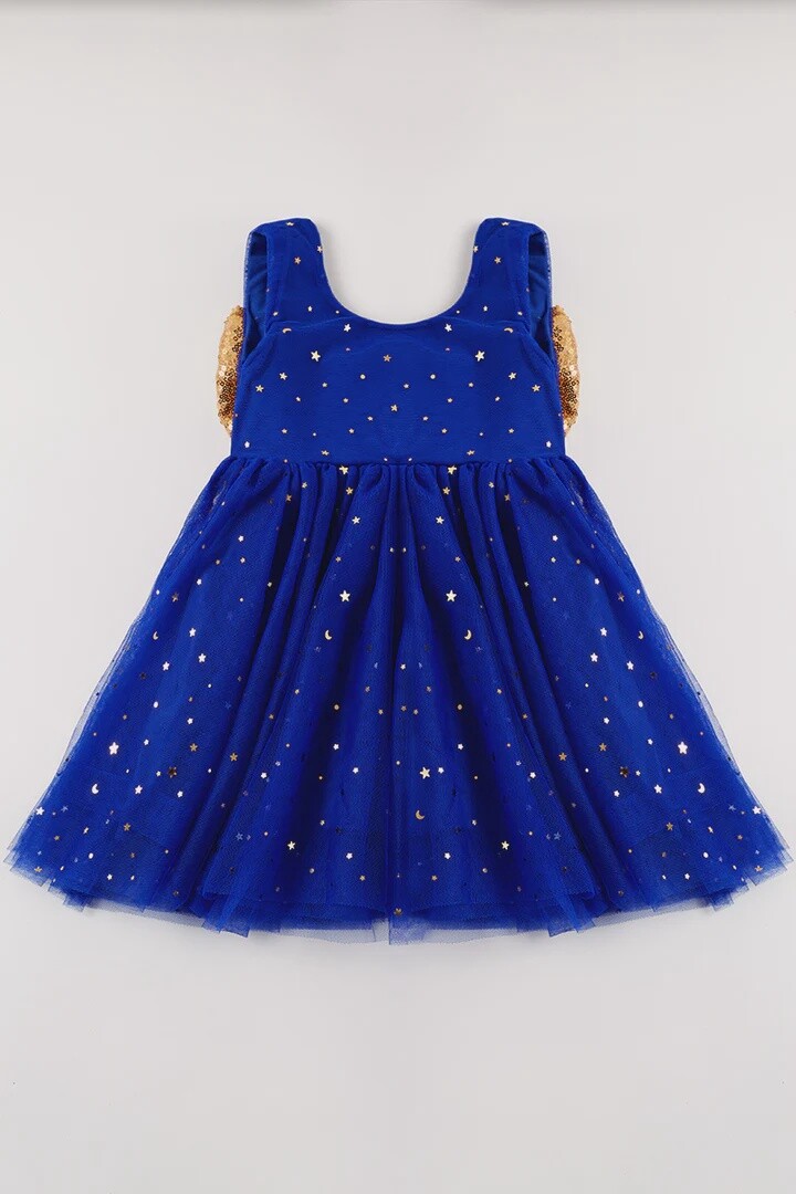 Blue Sequin Bow Tutu Dress