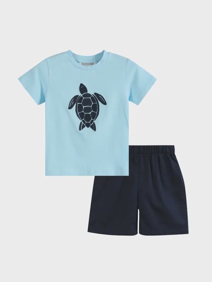 Blue Turtle Shorts Set