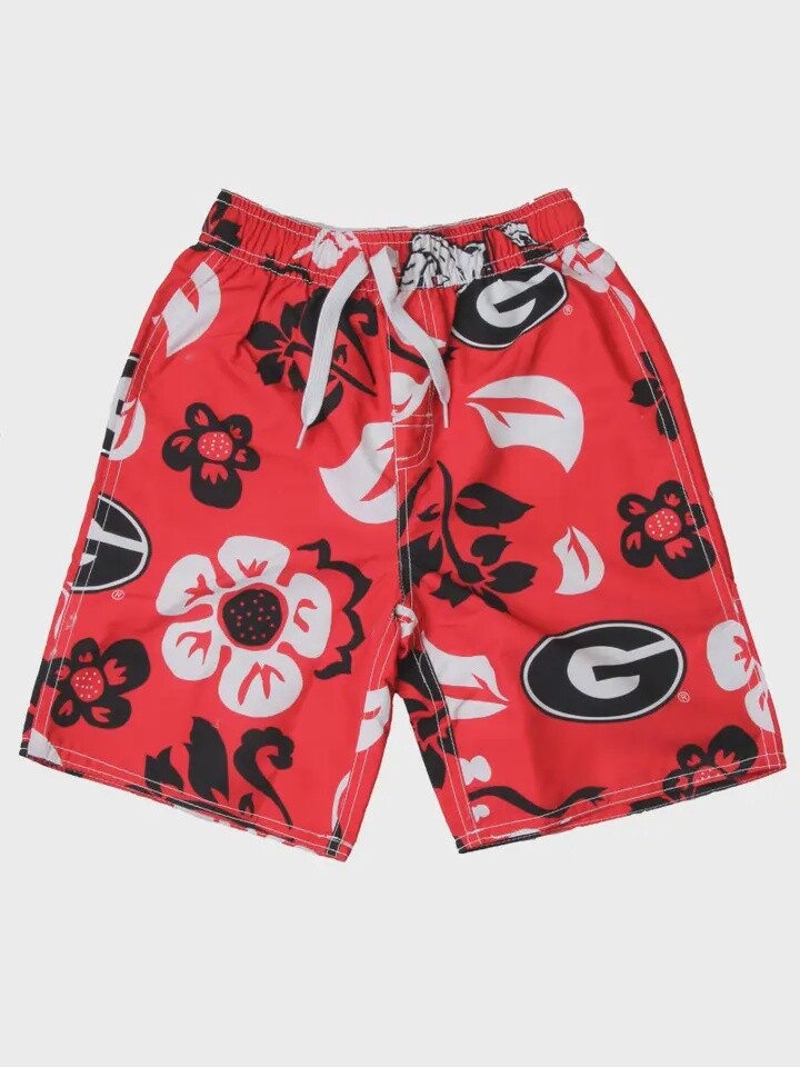 Wes &amp; Willy Georgia Bulldogs Boy&#39;s Floral Swim Trunks, Size: 4T