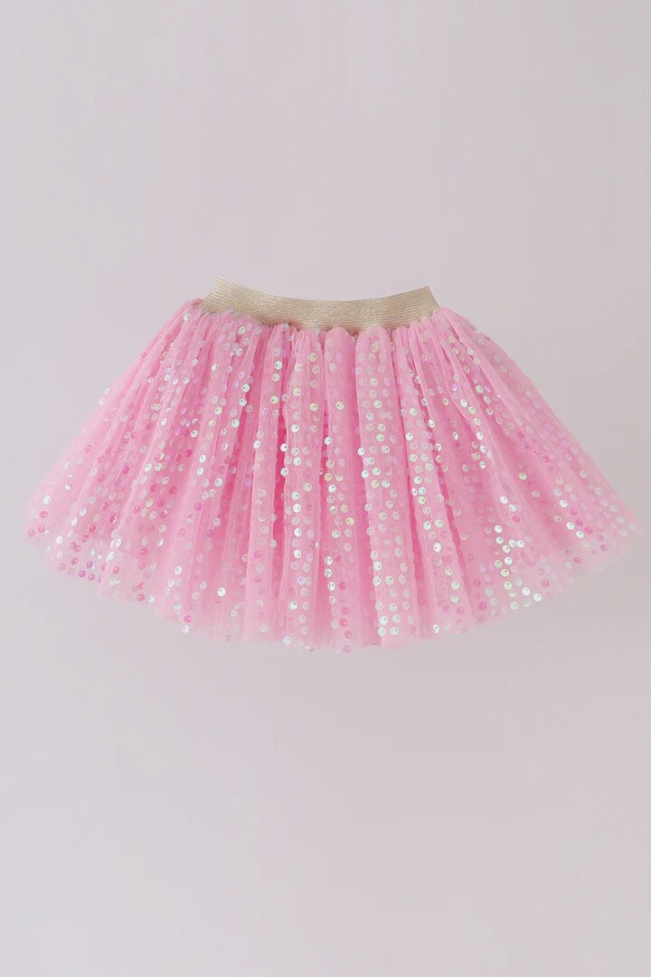 Pink sequins tulle tutu skirt, Size: 5, Colour: Pink