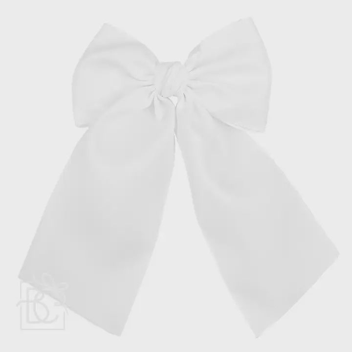 Opaque Satin Bow w/ Euro Knot &amp; Tails On Alligator Clips