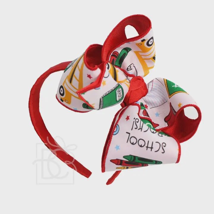 5.5&quot; Xl Layered School Backpack Bow On 3/4&quot; Hard Headband