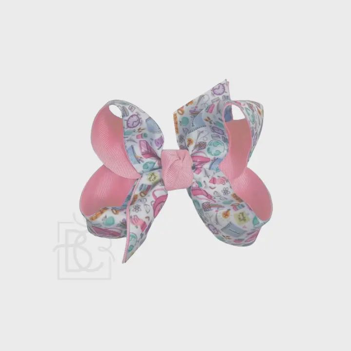 Pink Back To School Backpack Layered Bow, Size: 4.5&quot;Large