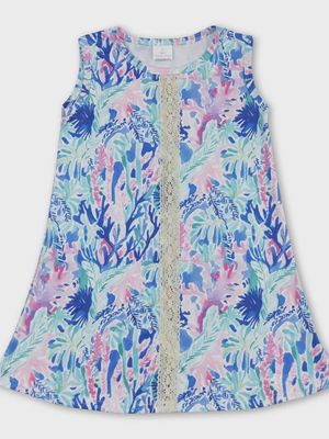 Watercolor Seaweed Kids Girls Summer Dress