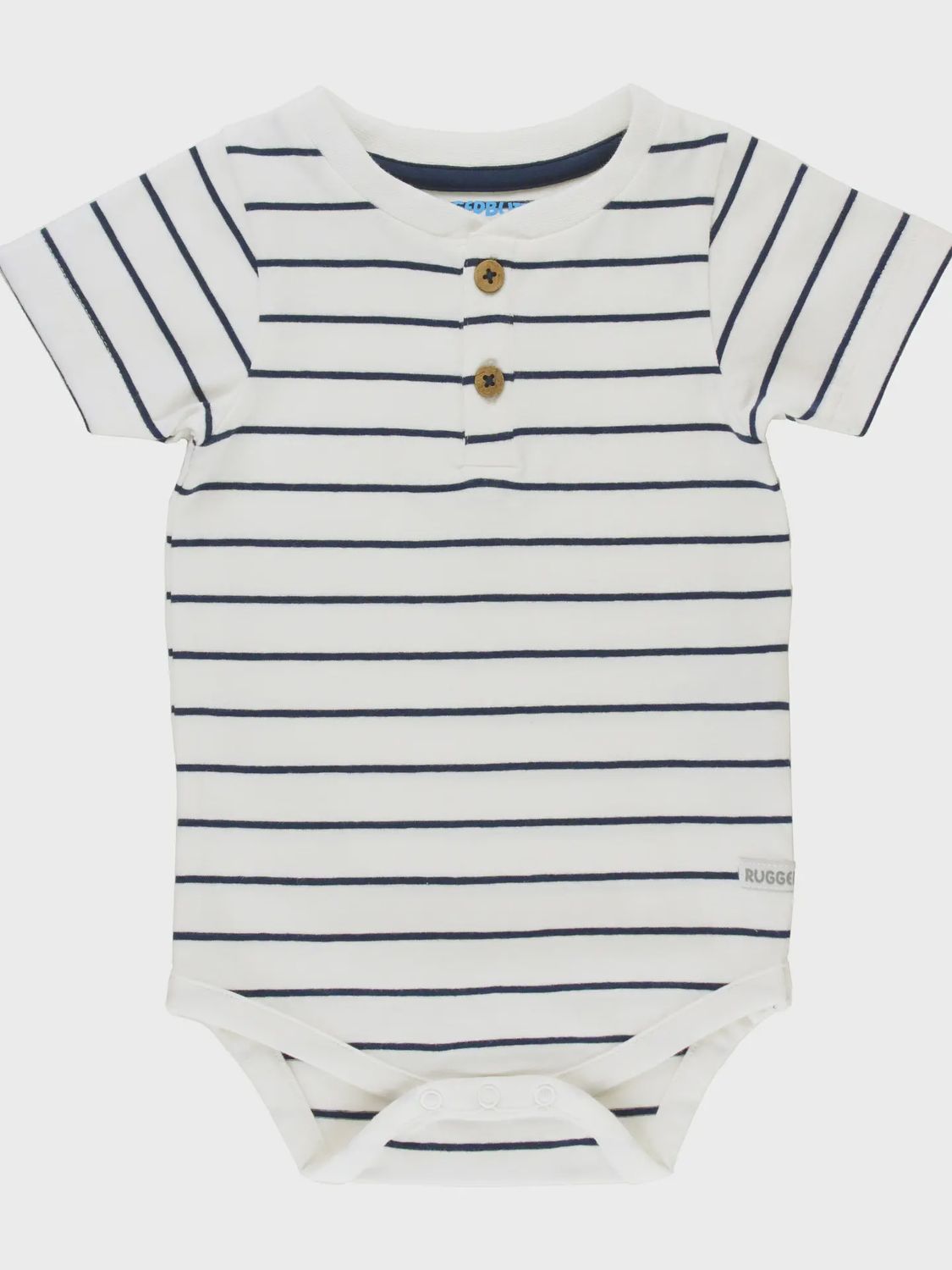 White &amp; Navy Stripe Short Sleeve Henley Bodysuit