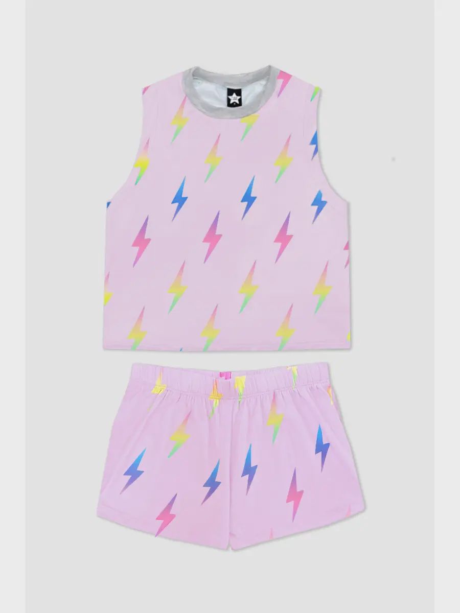 Soft Sleeveless Tank &amp; Dolphin Short - Ombre Bolts