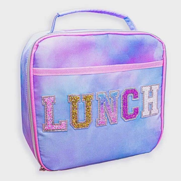 Tie Dye Glitter Varsity Letter Insulated Lunchbox