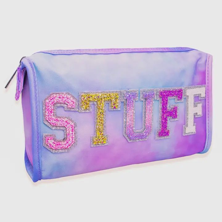 Tie Dye Glitter Varsity Letter Pencil Pouch Bag - Stuff