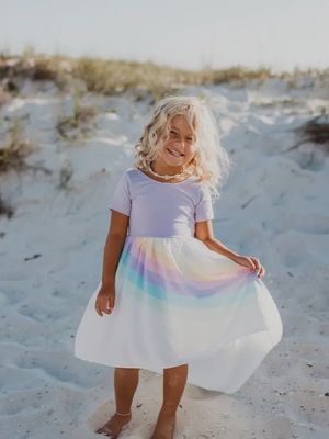 Pastel Rainbow Hi Lo Dress, Size: 2, Colour: Lavender