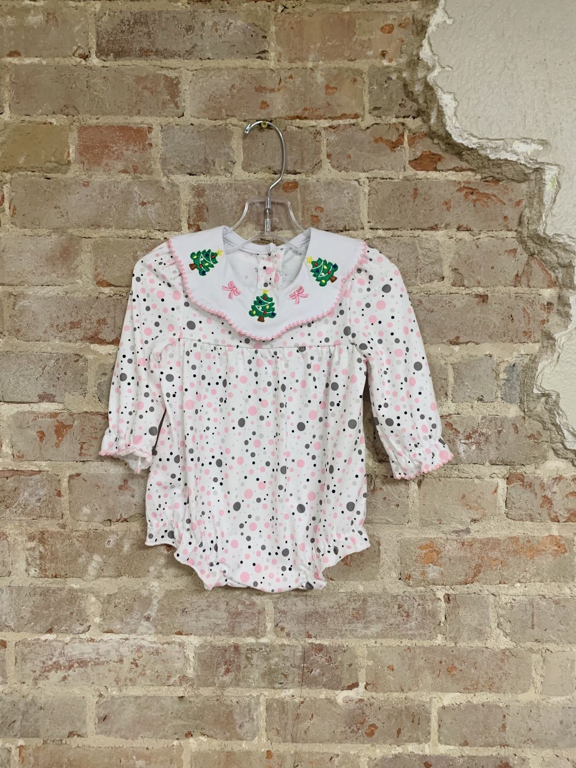 Polka Dot Collared Christmas Romper Size 12M