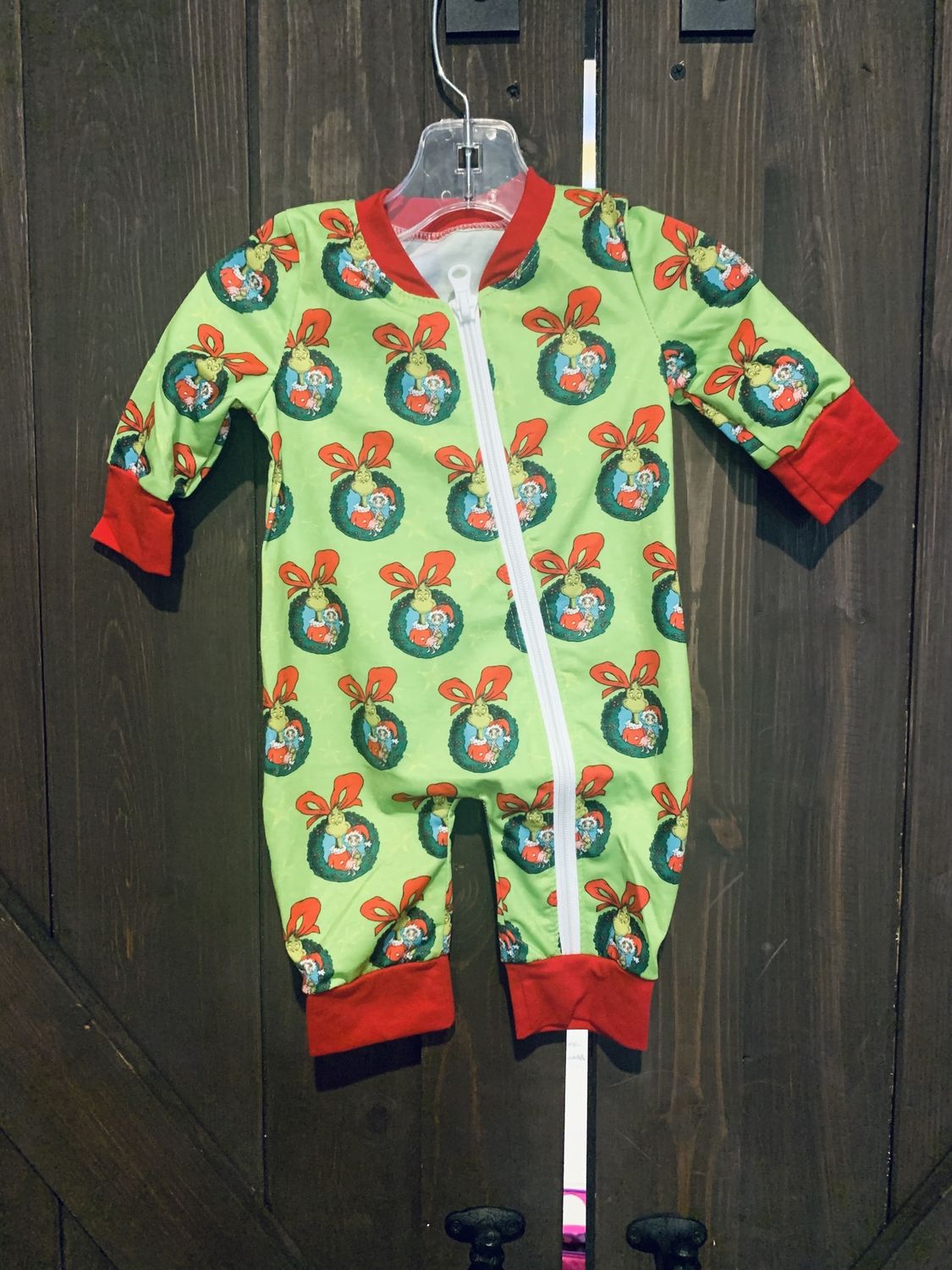Green Grinch Zippered Romper