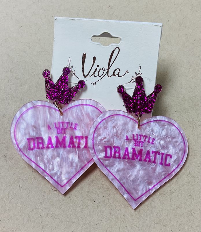 A little bit dramatic pink heart earrings