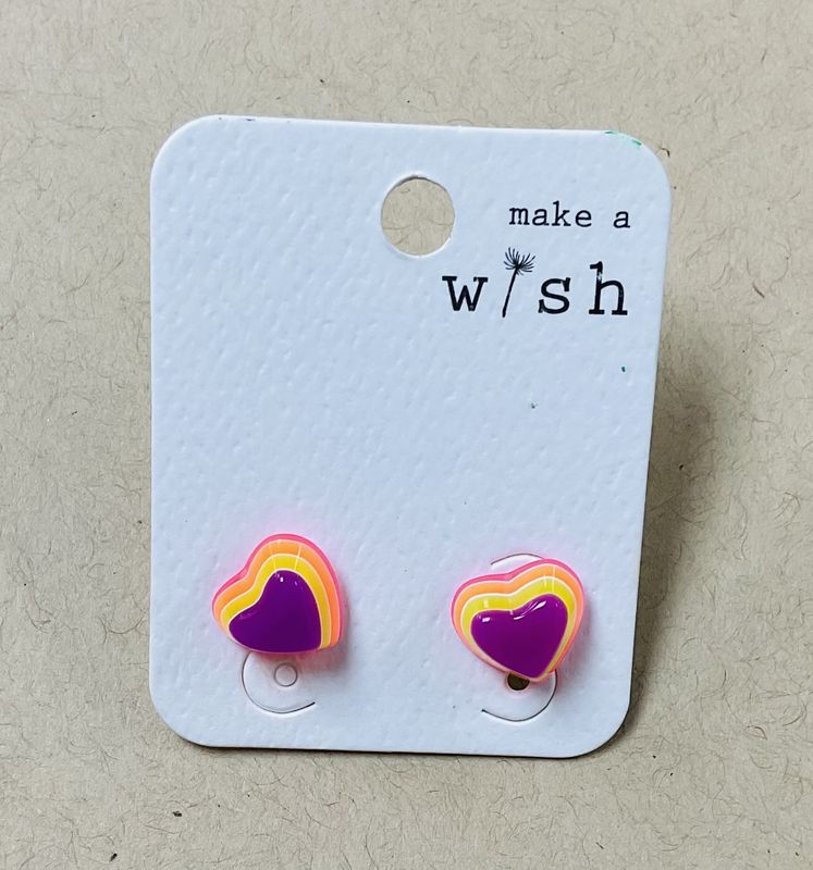 Neon heart earrings, Colour: Purple