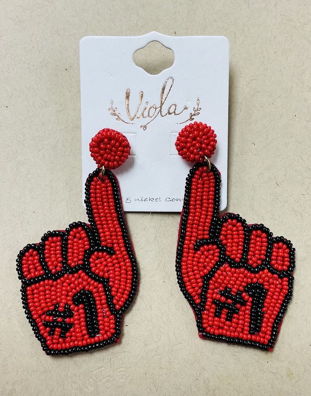 Number one bulldog beaded earrings