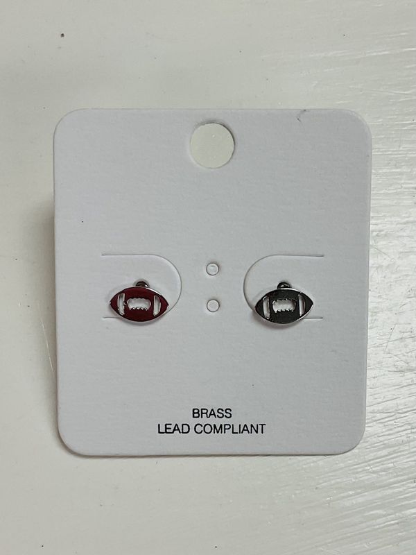 Silver football earrings