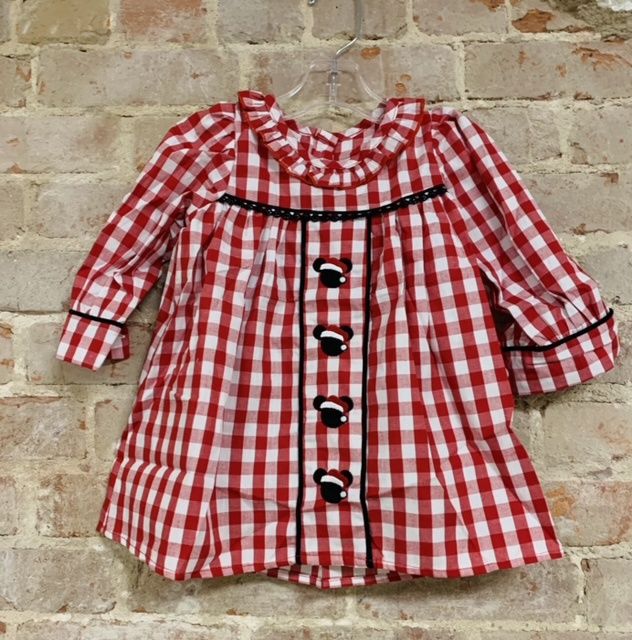 Mickey Santa Plaid Dress  - Size 12 months