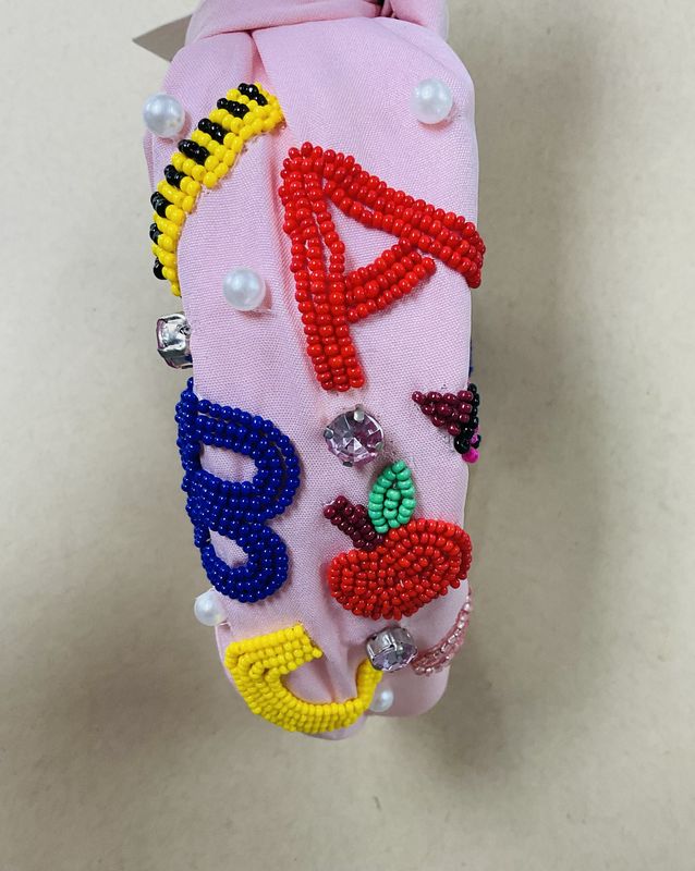A B C pink beaded headband