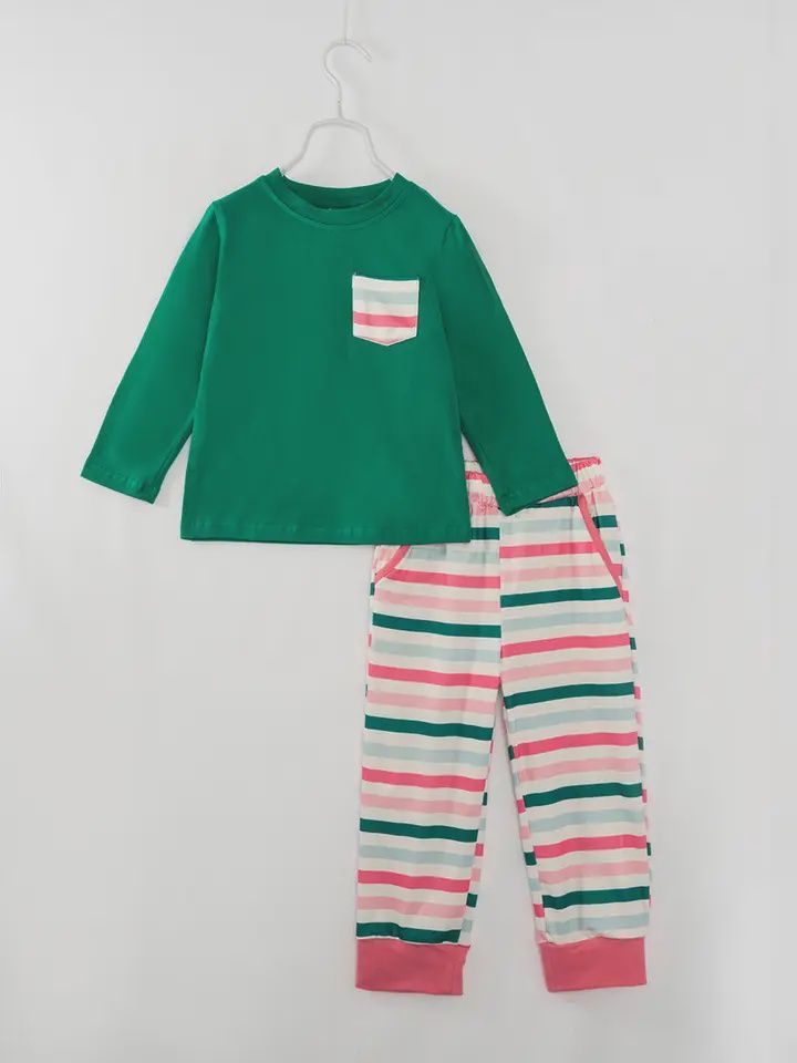 Green Pink Stripe Lounge Set