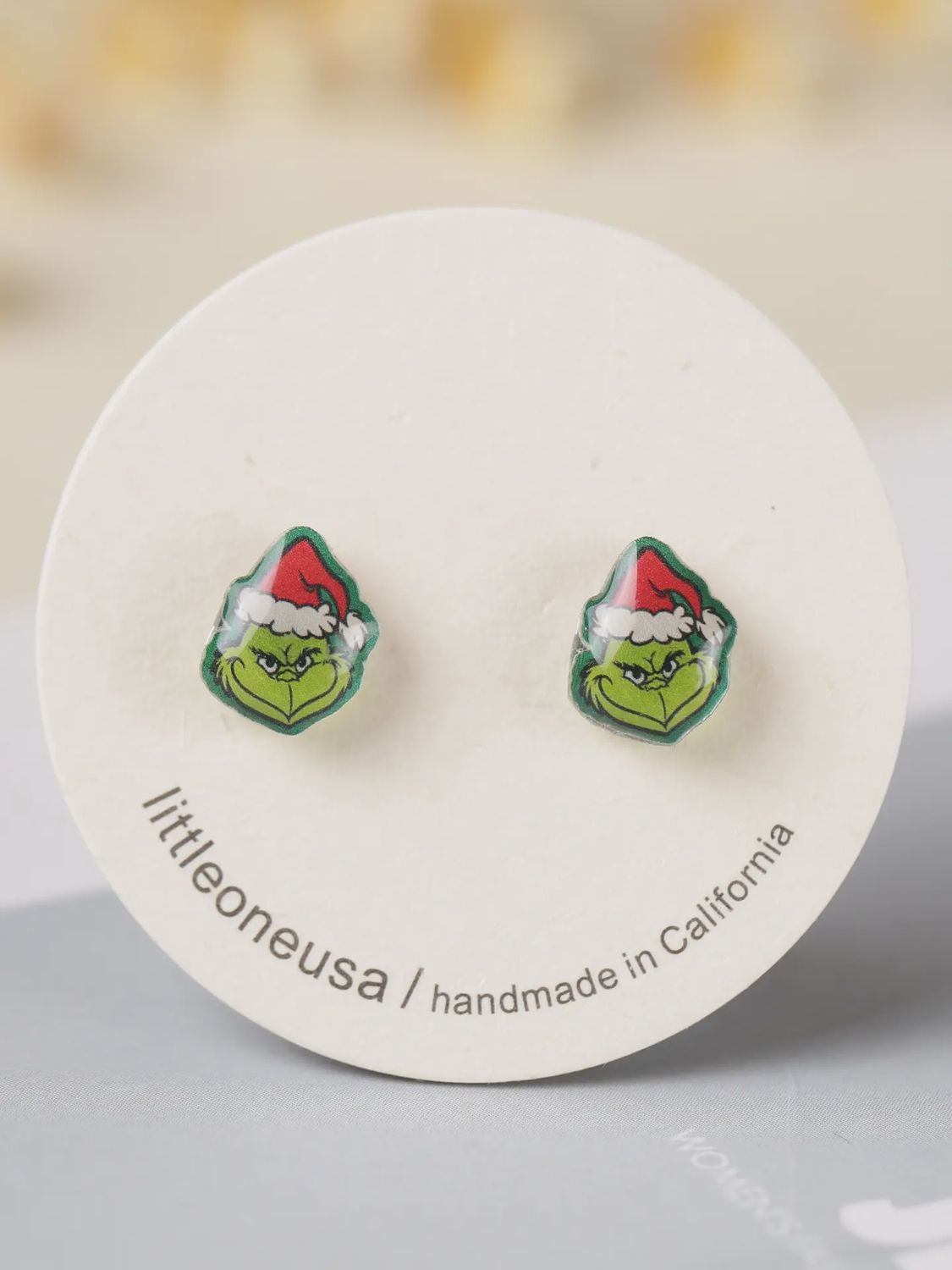 Christmas Hat Grinch Titanium Earring Studs
