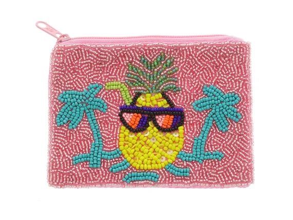 Beaded Tropical Pineapple Pouch