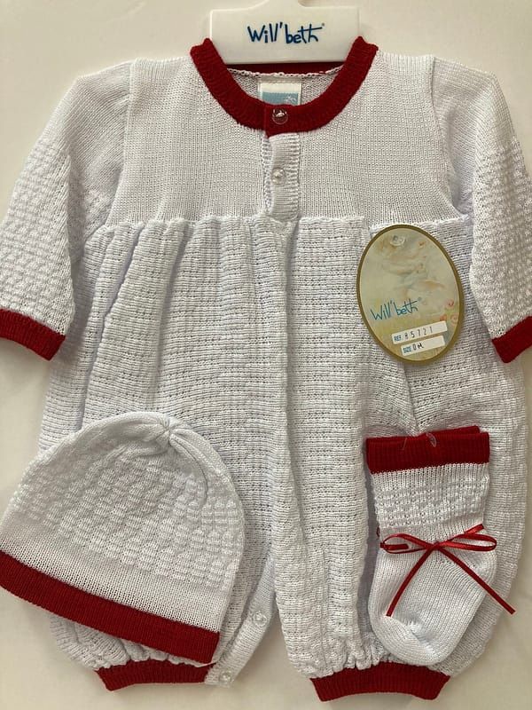 Will&#39;beth White/Red Knit 3 pc set