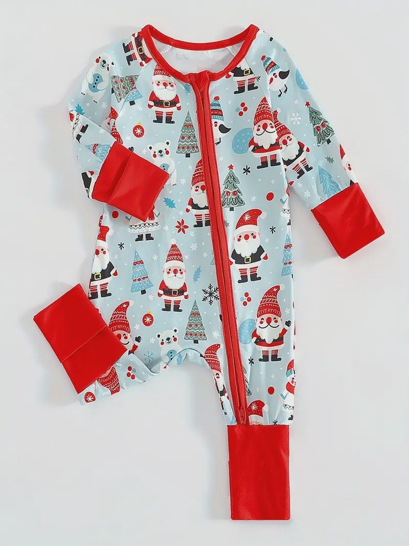 Blue Christmas Zipper Romper/PJ