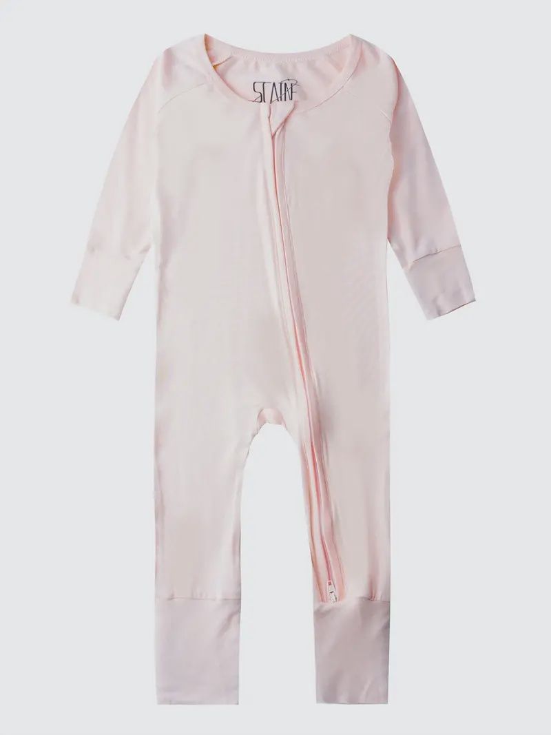 Bamboo Long Sleeve Romper, Colour: Light Pink, Size: 0-3M