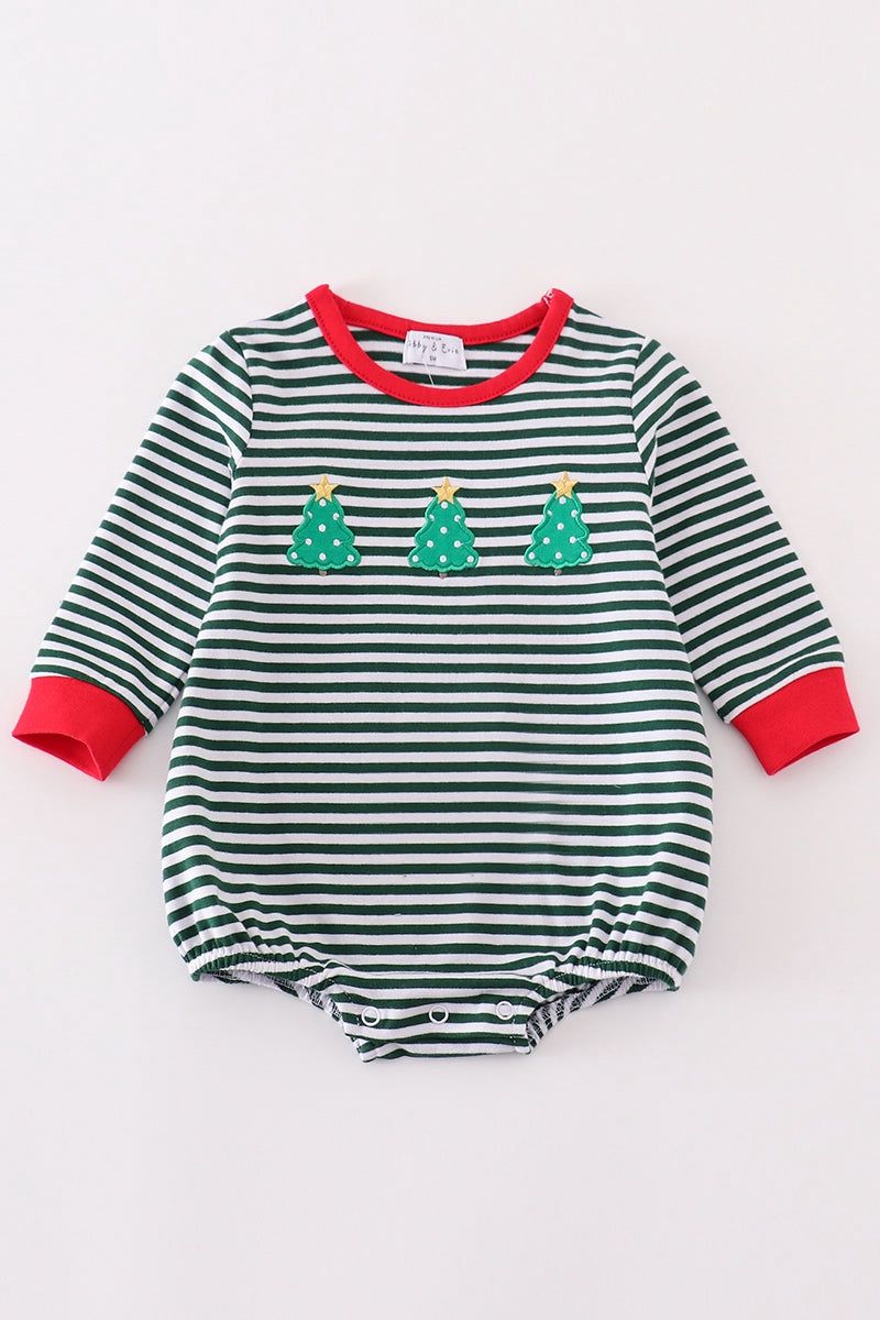 Green Stripe Christmas Tree Embroidery Bubble