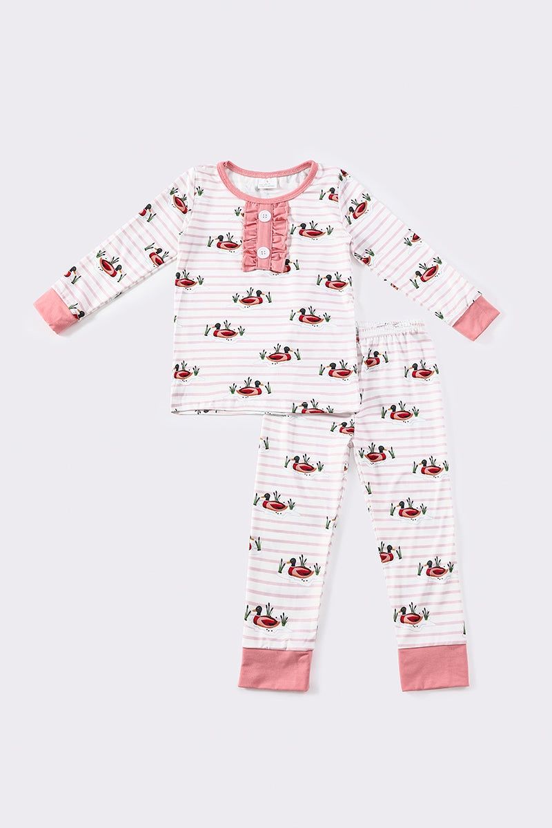 Pink Duck Print Bamboo Blend PJ Set