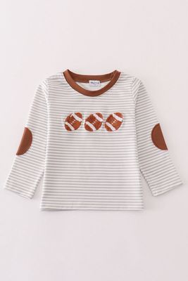 Brown Football French Know Striped Top