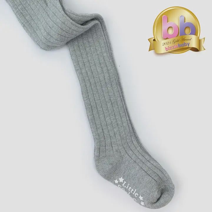 Ribbed Baby &amp; Toddler Tights, Silver Sparkle Grey