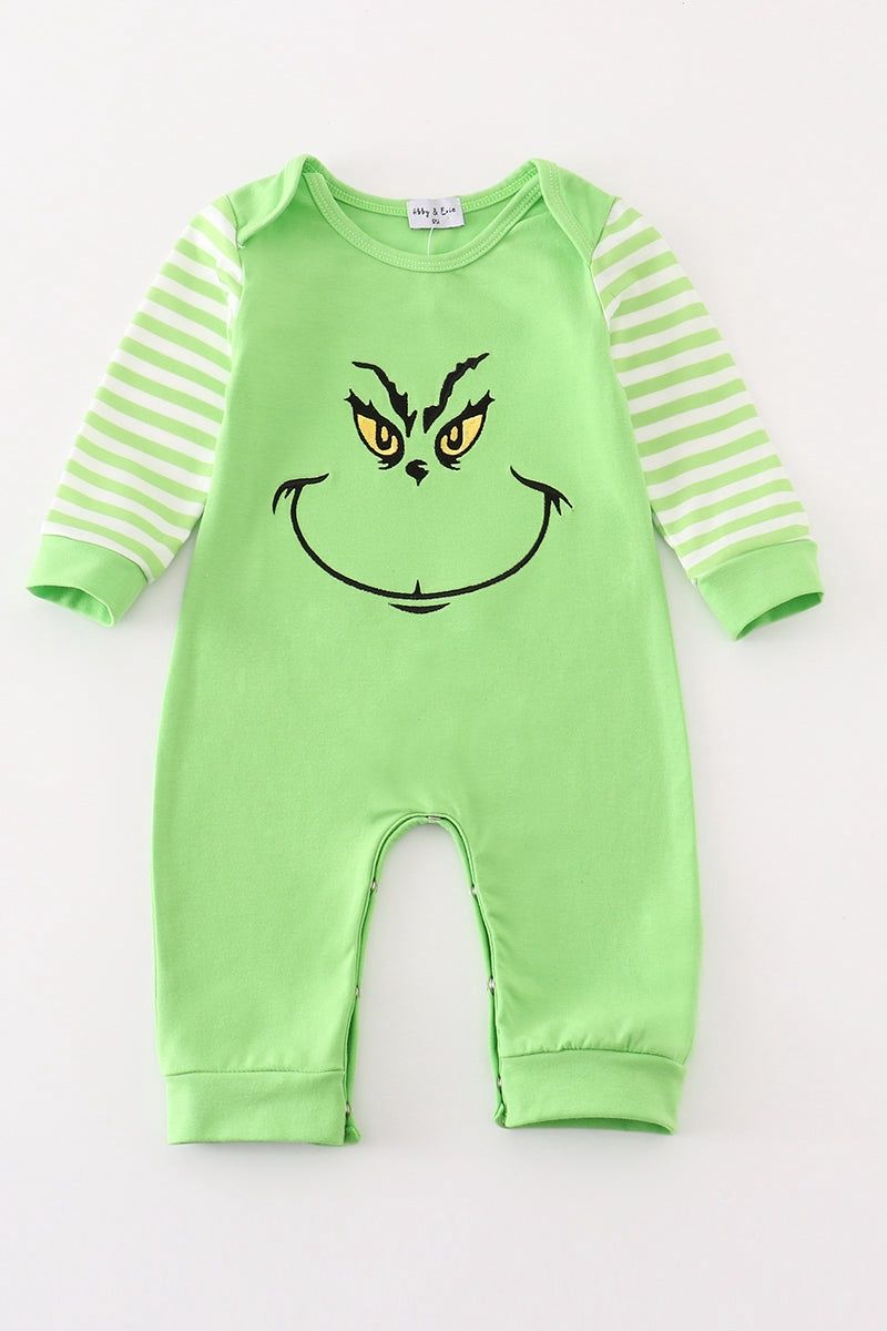 Grinch Embroidered Boy Romper