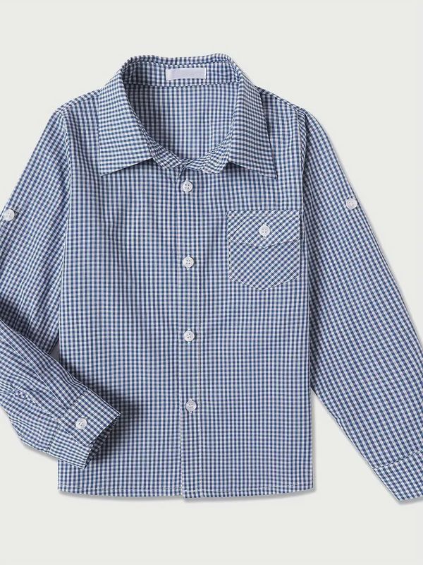 Plaid Button Down Shirt with Roll Up Sleeves