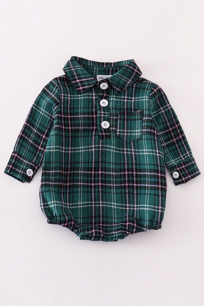 Green Plaid Button Down Bubble