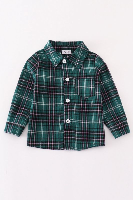 Green Plaid Button Down Shirt
