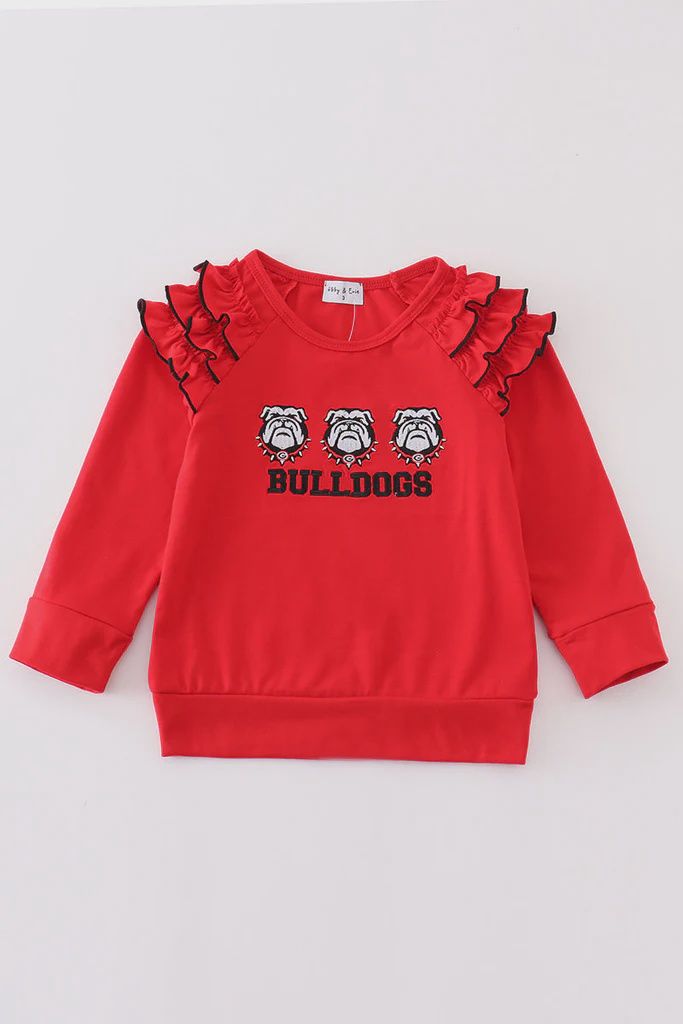 Bulldogs Ruffle Embroidered Top