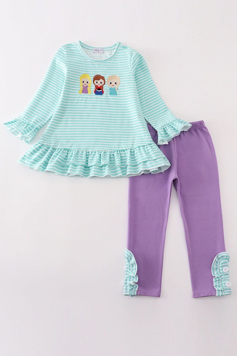 Princess Embroidered Ruffle Pants Set