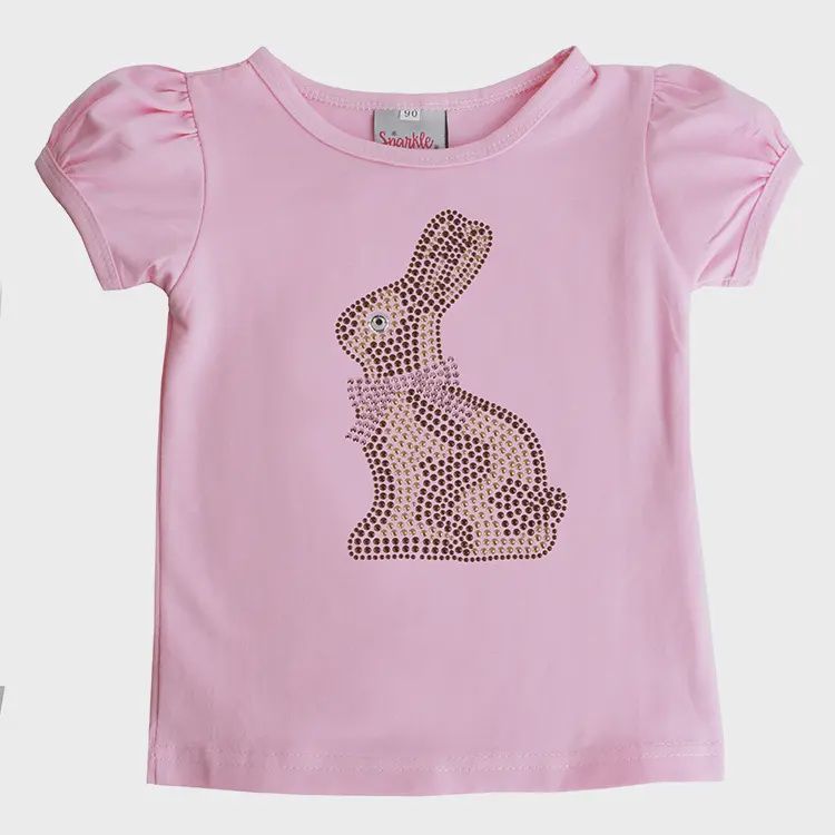 Rhinestone Bunny Tee with Puff Sleeve Size 2