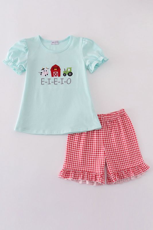 Farm Embroidery Shorts Set