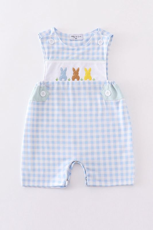 Blue Gingham Embroidered Bunny JonJon