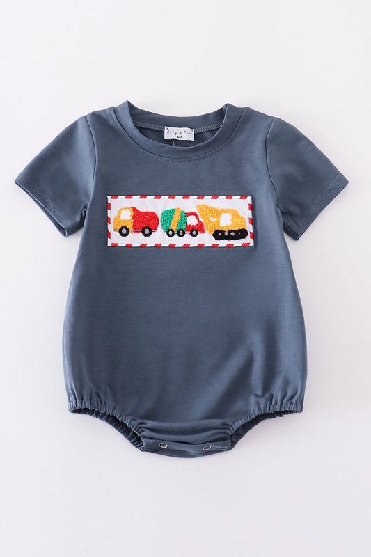 Navy Truck French Knot Bubble