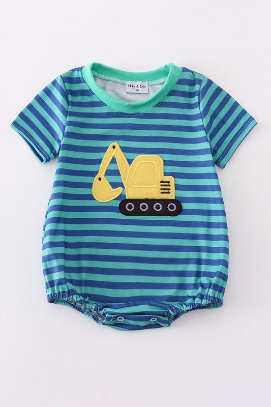 Striped Excavator Applique Bubble