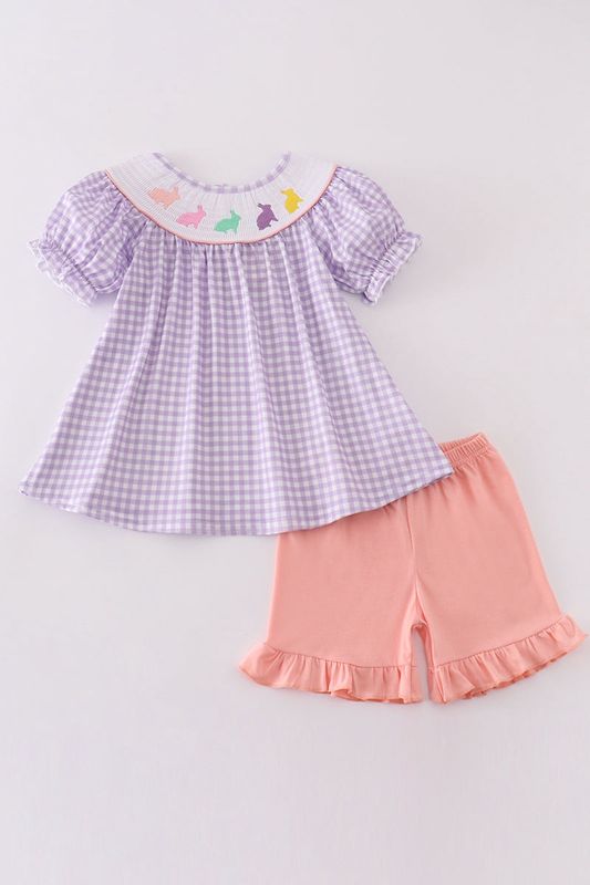Bunny Embroidered Smocked Girl Set