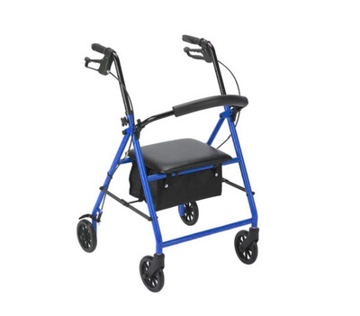 BLUE STANDARD 4-WHEELED ROLLATOR WITH SEAT